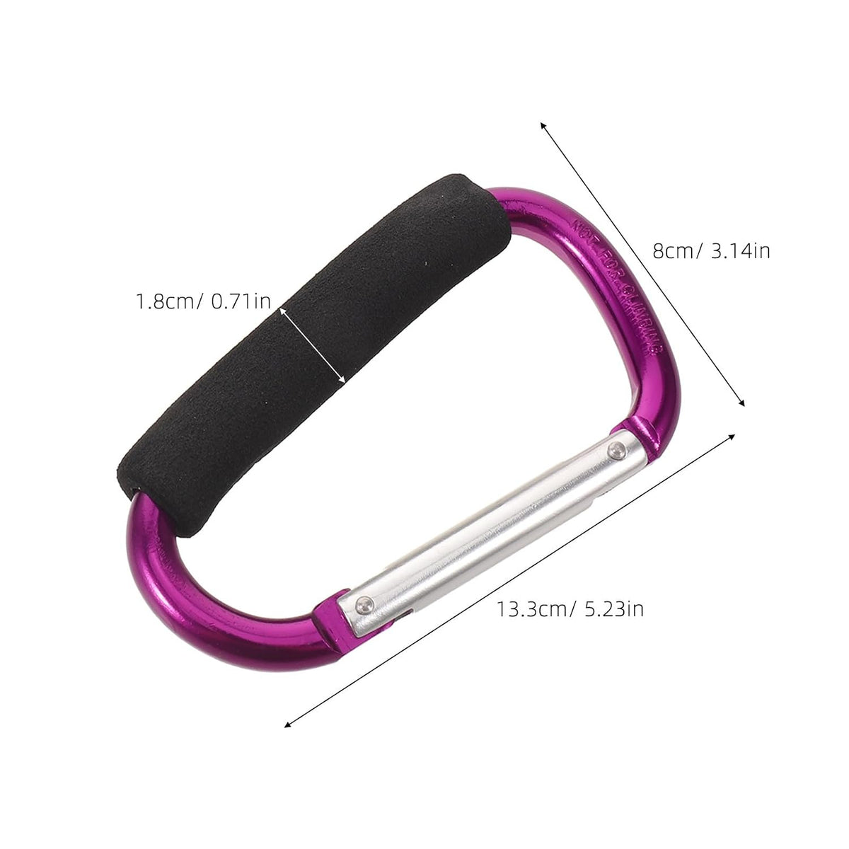 2PCS Stroller Carabiner Clip, 5.24 Inch Large Stroller Hooks for Bags, Universal Carabiner with Sponge Handle Heavy Duty for Mom Outdoor Travel, Trips, Camping, Park