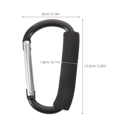 2PCS Stroller Carabiner Clip, 5.24 Inch Large Stroller Hooks for Bags, Universal Carabiner with Sponge Handle Heavy Duty for Mom Outdoor Travel, Trips, Camping, Park