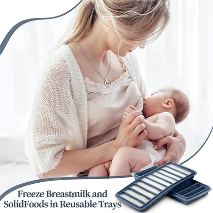 2 Pcs Breastmilk Freezer Storage Baby Food Milk Freezer Trays, Blue