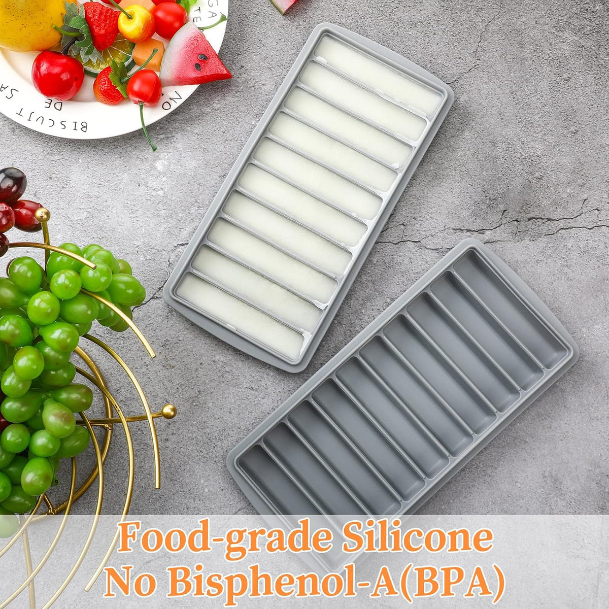 2 Pcs Breastmilk Freezer Storage Baby Food Milk Freezer Trays, Blue