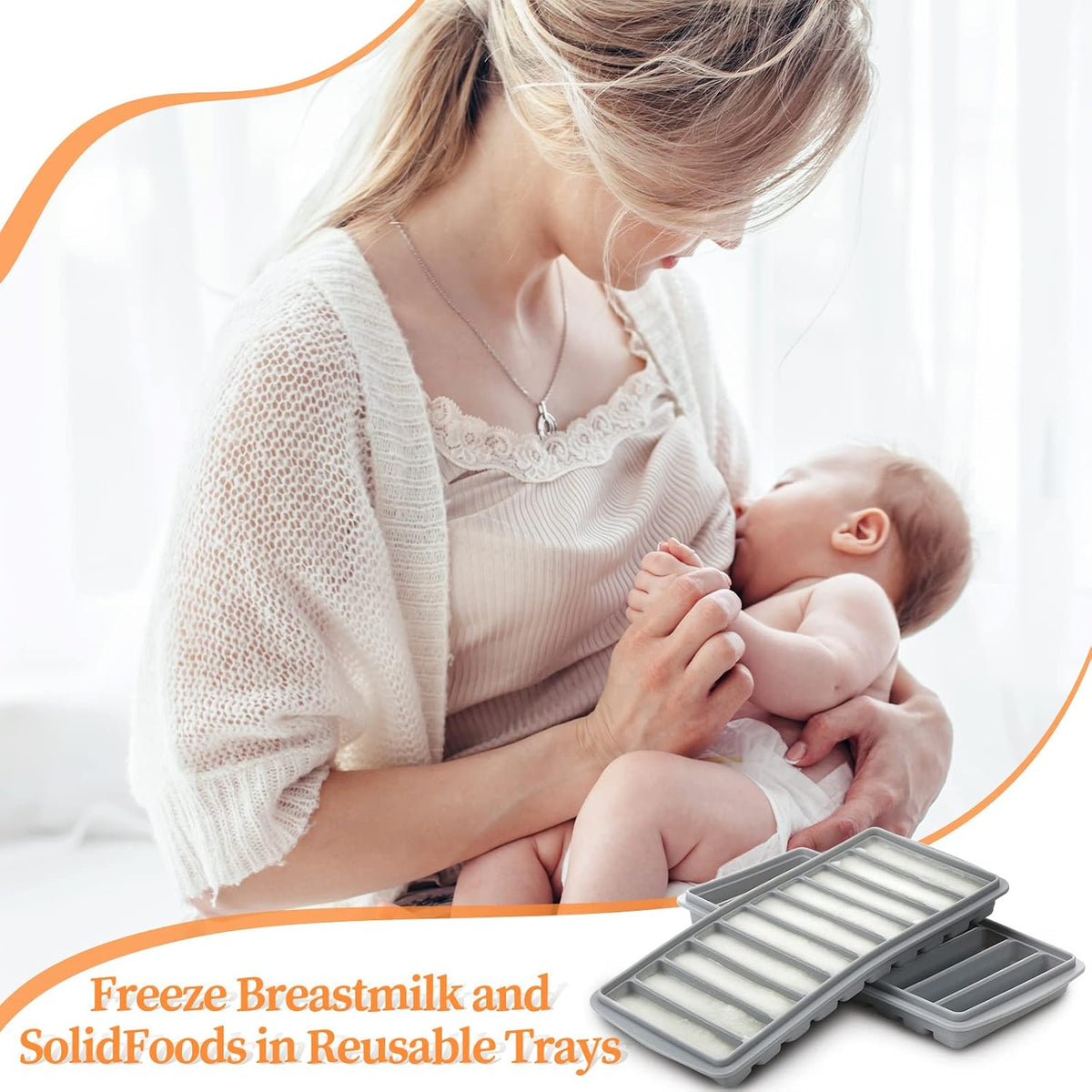 2 Pcs Breastmilk Freezer Storage Baby Food Milk Freezer Trays, Blue