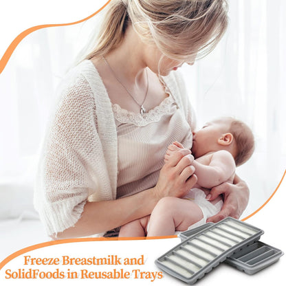 2 Pcs Breastmilk Freezer Storage Baby Food Milk Freezer Trays, Blue