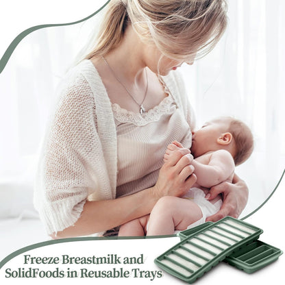 2 Pcs Breastmilk Freezer Storage Baby Food Milk Freezer Trays, Blue
