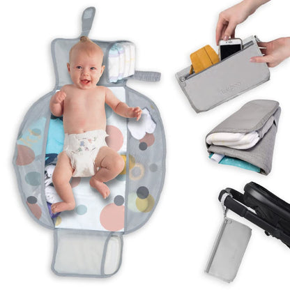 Portable Diaper Changing Pad & Travel Bag - Foldable Baby Changing Mat with Outer Storage & Wipeable Surface, Compact Travel Diaper Station & Baby Gift for On-The-Go Parents