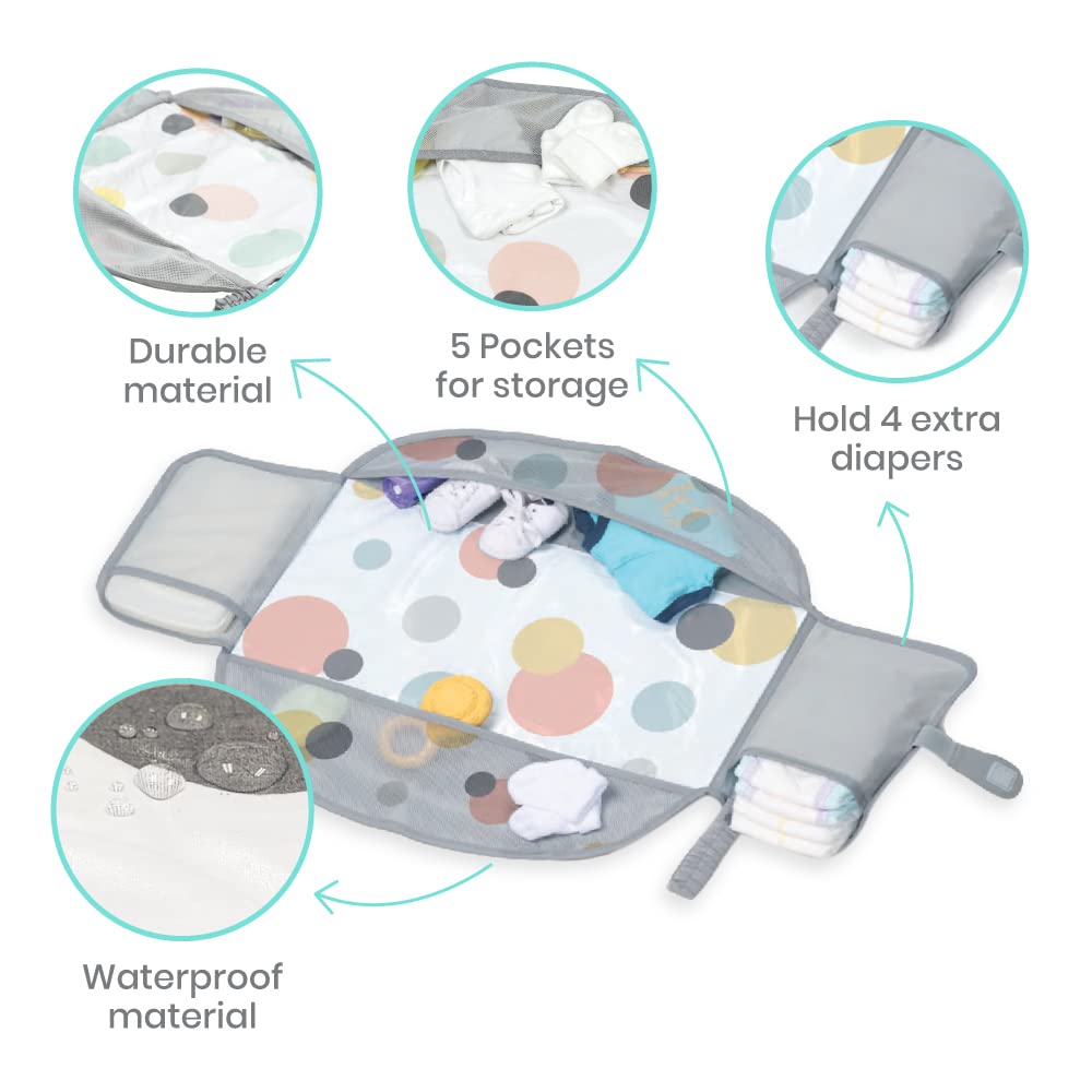 Portable Diaper Changing Pad & Travel Bag - Foldable Baby Changing Mat with Outer Storage & Wipeable Surface, Compact Travel Diaper Station & Baby Gift for On-The-Go Parents