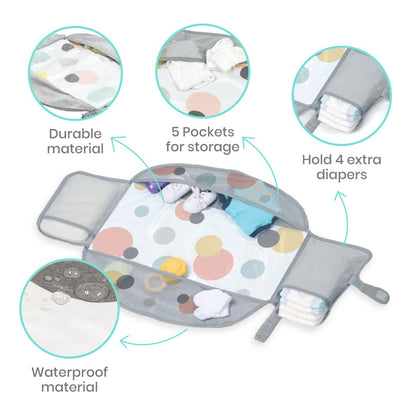 Portable Diaper Changing Pad & Travel Bag - Foldable Baby Changing Mat with Outer Storage & Wipeable Surface, Compact Travel Diaper Station & Baby Gift for On-The-Go Parents