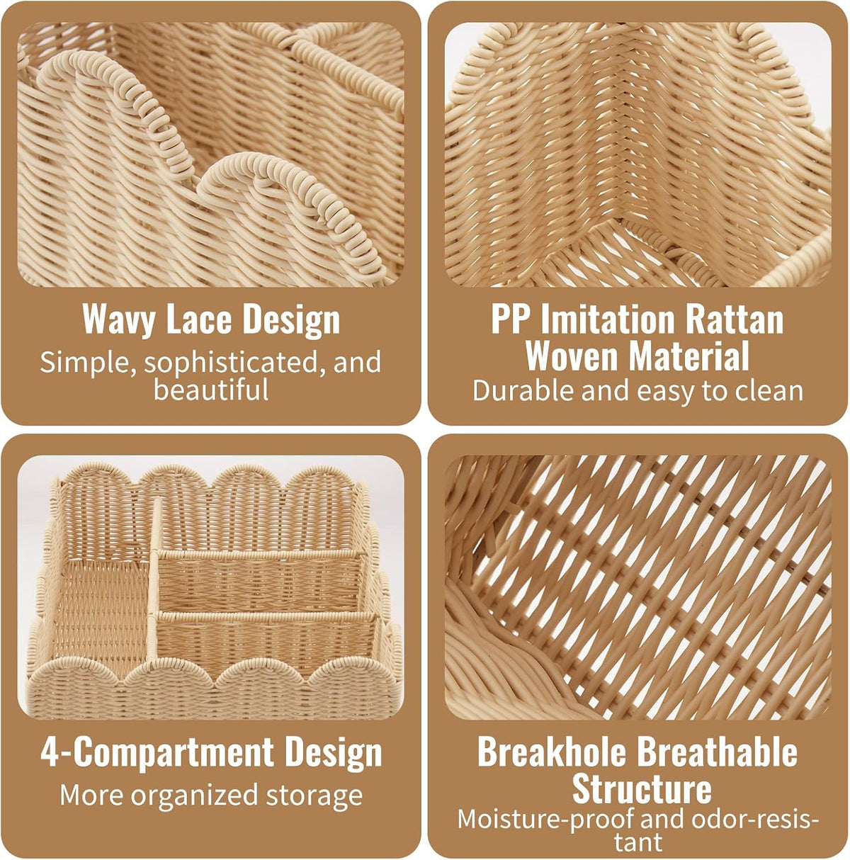 Diaper Caddy Organizer, Scalloped Changing Table Organizer with 4 Dividers