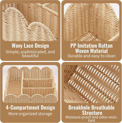 Diaper Caddy Organizer, Scalloped Changing Table Organizer with 4 Dividers