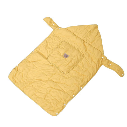Winter Windproof Baby Carrier Cover | Soft Plush Lining Newborn Hooded Cover with Pockets for Infant Car Seat Canopy Nursing Shopping Cart Liner Cold Weather Outdoor Walks (Yellow with Bear