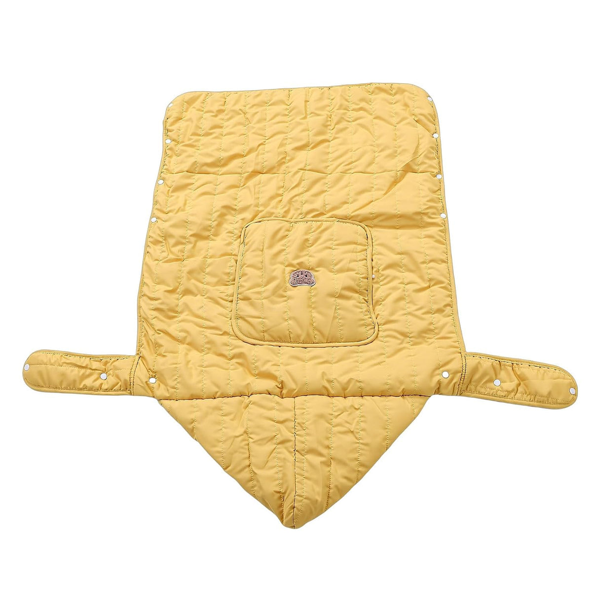 Winter Windproof Baby Carrier Cover | Soft Plush Lining Newborn Hooded Cover with Pockets for Infant Car Seat Canopy Nursing Shopping Cart Liner Cold Weather Outdoor Walks (Yellow with Bear
