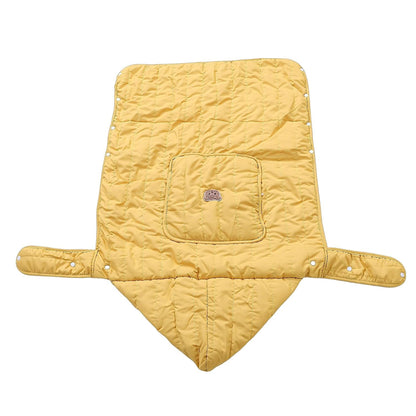 Winter Windproof Baby Carrier Cover | Soft Plush Lining Newborn Hooded Cover with Pockets for Infant Car Seat Canopy Nursing Shopping Cart Liner Cold Weather Outdoor Walks (Yellow with Bear