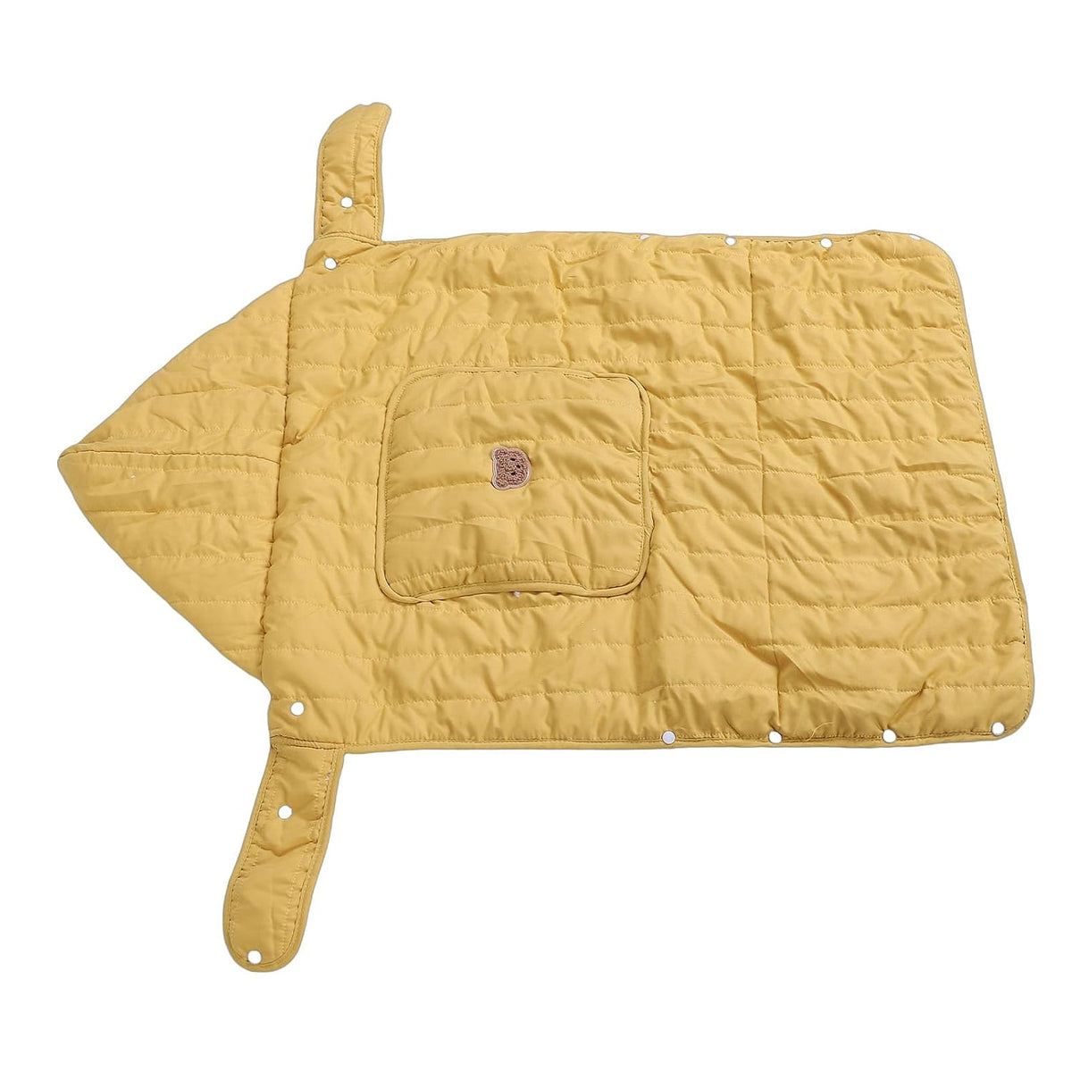 Winter Windproof Baby Carrier Cover | Soft Plush Lining Newborn Hooded Cover with Pockets for Infant Car Seat Canopy Nursing Shopping Cart Liner Cold Weather Outdoor Walks (Yellow with Bear