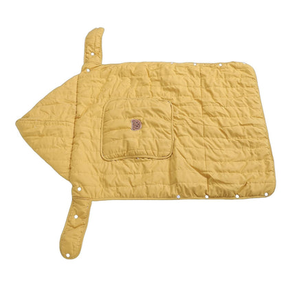Winter Windproof Baby Carrier Cover | Soft Plush Lining Newborn Hooded Cover with Pockets for Infant Car Seat Canopy Nursing Shopping Cart Liner Cold Weather Outdoor Walks (Yellow with Bear