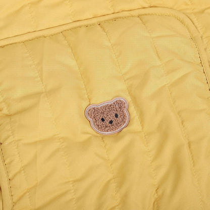 Winter Windproof Baby Carrier Cover | Soft Plush Lining Newborn Hooded Cover with Pockets for Infant Car Seat Canopy Nursing Shopping Cart Liner Cold Weather Outdoor Walks (Yellow with Bear