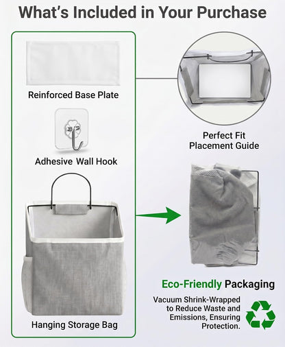 Wall Hanging Organizer Bag, 2-Pack Linen Storage Baskets, Wall Hanging Storage Basket for Bedroom, Kitchen, Office, RV Camper (Gray-2ps)