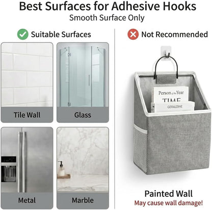 Wall Hanging Organizer Bag, 2-Pack Linen Storage Baskets, Wall Hanging Storage Basket for Bedroom, Kitchen, Office, RV Camper (Gray-2ps)