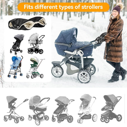 Stroller Hand Muff, Thick Gloves Anti-Freeze, Hand Warmer Muff with Fleece, Waterproof, Windproof, Universal Size for Pushchairs