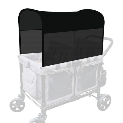Stretchy Panoramic Canopy Compatible with Wonderfold Stroller Wagons W2/W4 All Models,UPF50+ Sun Protection with Two Mesh Windows,Sun Shade and Protection(Black)