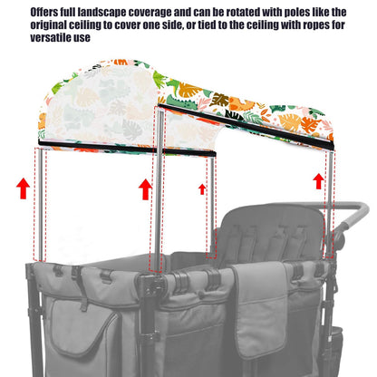 Stretchy Panoramic Canopy Compatible with Wonderfold Stroller Wagons W2/W4 All Models,UPF50+ Sun Protection with Two Mesh Windows,Sun Shade and Protection(Black)