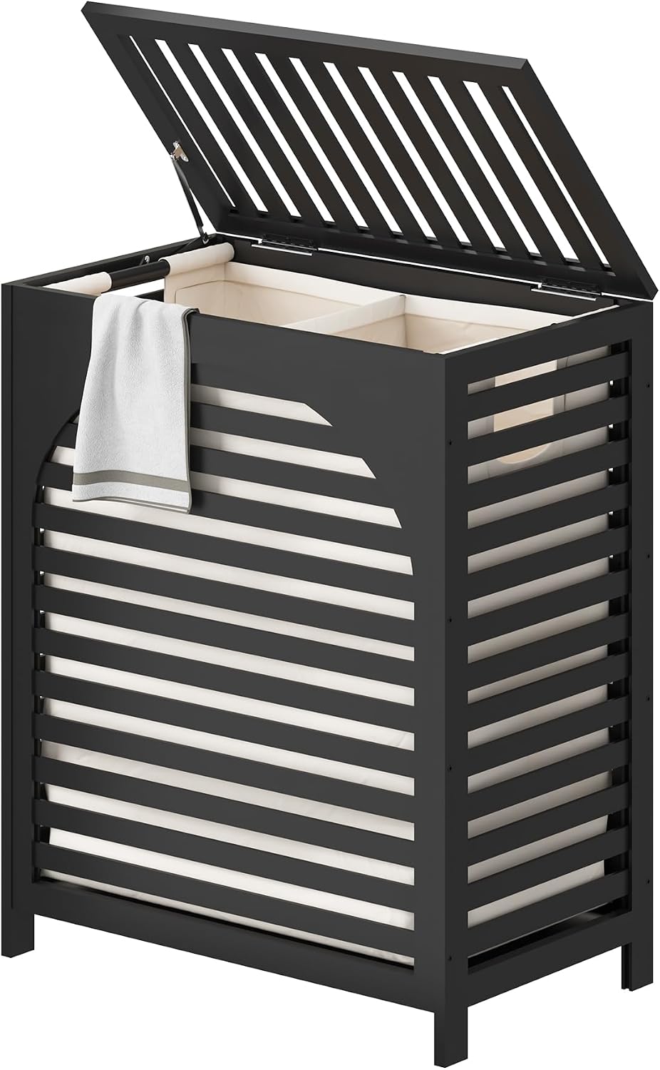 Laundry Hamper with Lid, Bamboo with Handles and Removable Liner Bag, 125L Laundry Basket for Bedroom, Bathroom & Laundry Room (Natural)