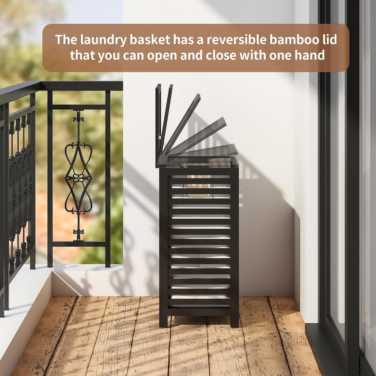 Laundry Hamper with Lid, Bamboo with Handles and Removable Liner Bag, 125L Laundry Basket for Bedroom, Bathroom & Laundry Room (Natural)