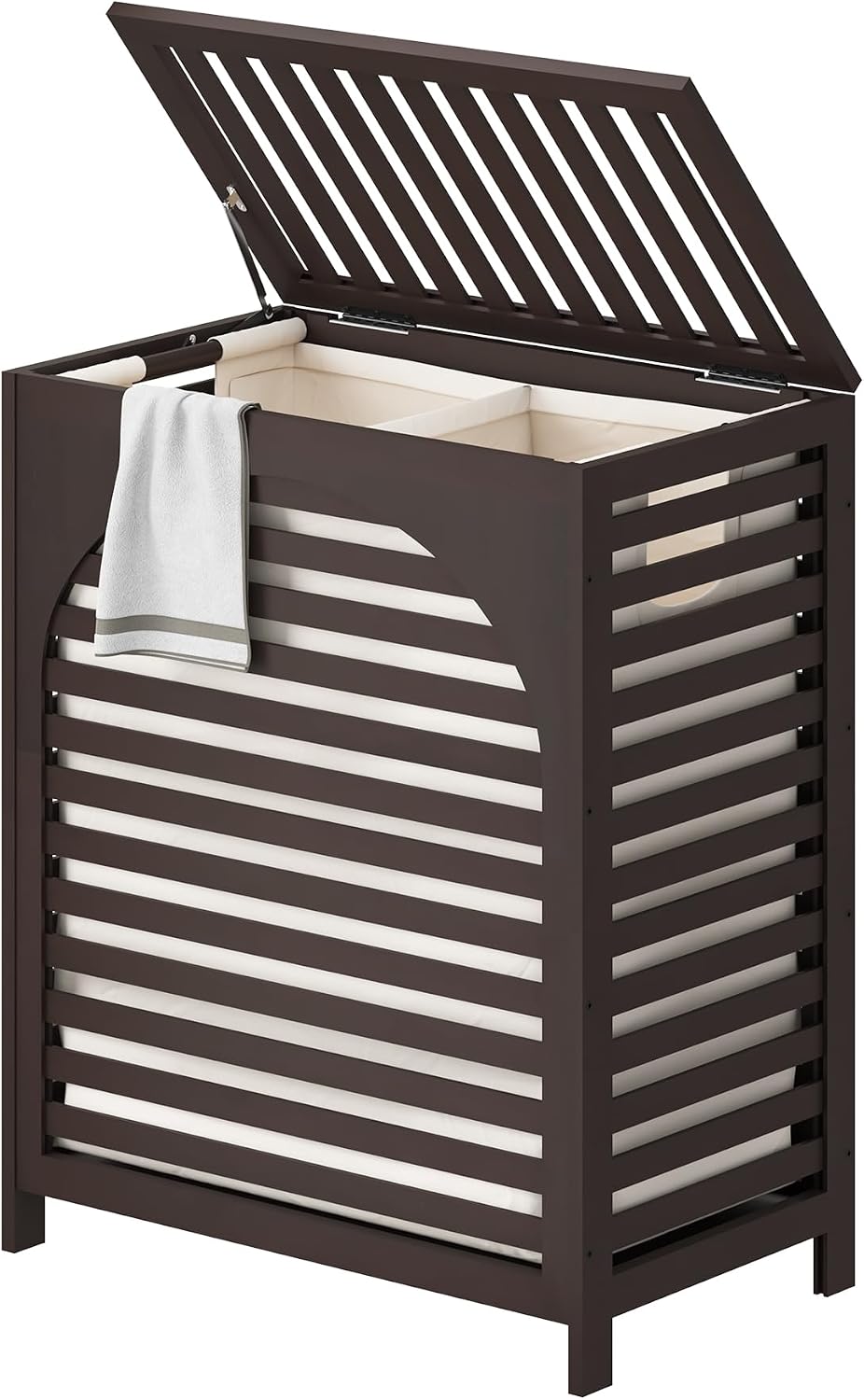 Laundry Hamper with Lid, Bamboo with Handles and Removable Liner Bag, 125L Laundry Basket for Bedroom, Bathroom & Laundry Room (Natural)
