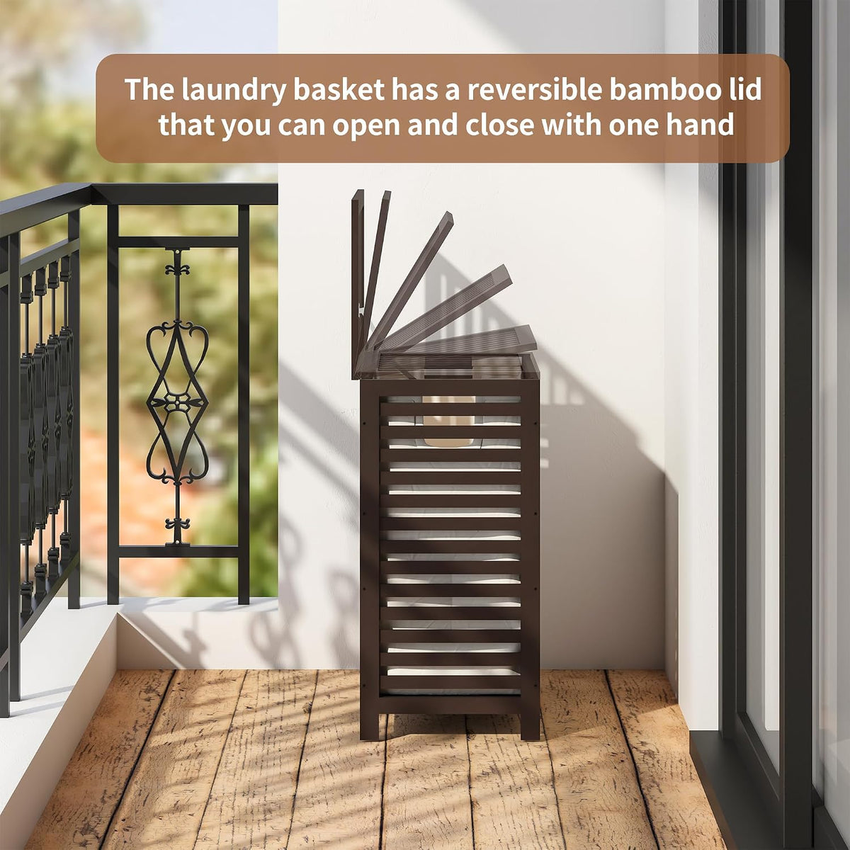 Laundry Hamper with Lid, Bamboo with Handles and Removable Liner Bag, 125L Laundry Basket for Bedroom, Bathroom & Laundry Room (Natural)