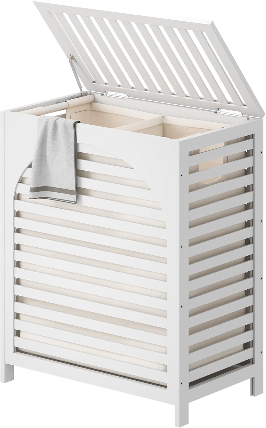 Laundry Hamper with Lid, Bamboo with Handles and Removable Liner Bag, 125L Laundry Basket for Bedroom, Bathroom & Laundry Room (Natural)