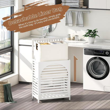 Laundry Hamper with Lid, Bamboo with Handles and Removable Liner Bag, 125L Laundry Basket for Bedroom, Bathroom & Laundry Room (Natural)