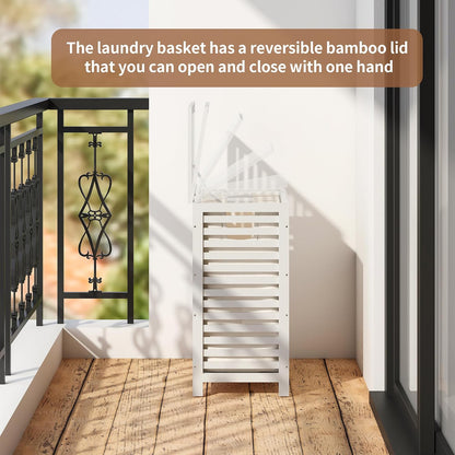 Laundry Hamper with Lid, Bamboo with Handles and Removable Liner Bag, 125L Laundry Basket for Bedroom, Bathroom & Laundry Room (Natural)