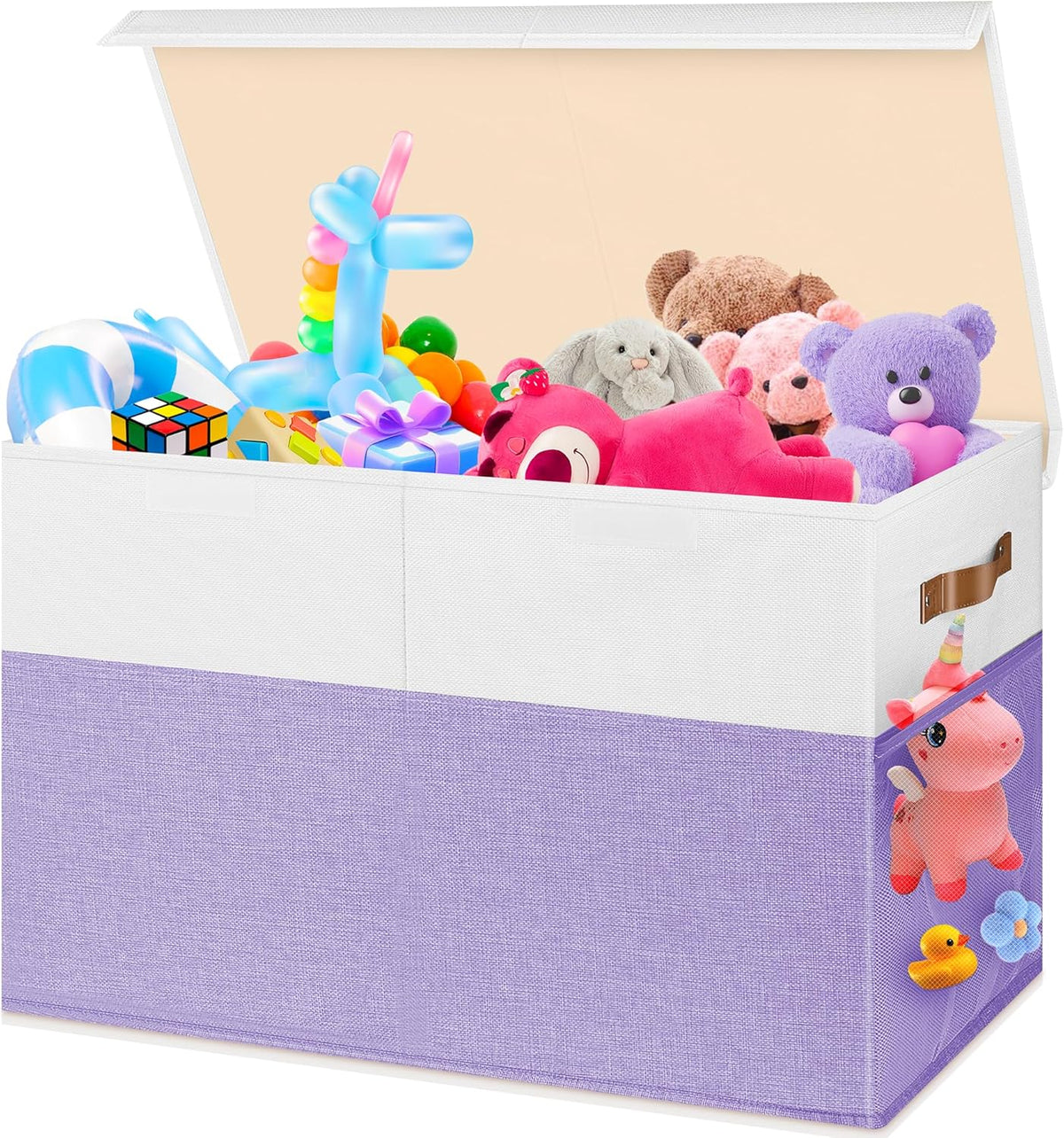Large Toy Bins Box, Collapsible Storage Chest With Lids, 25"x13"x16"