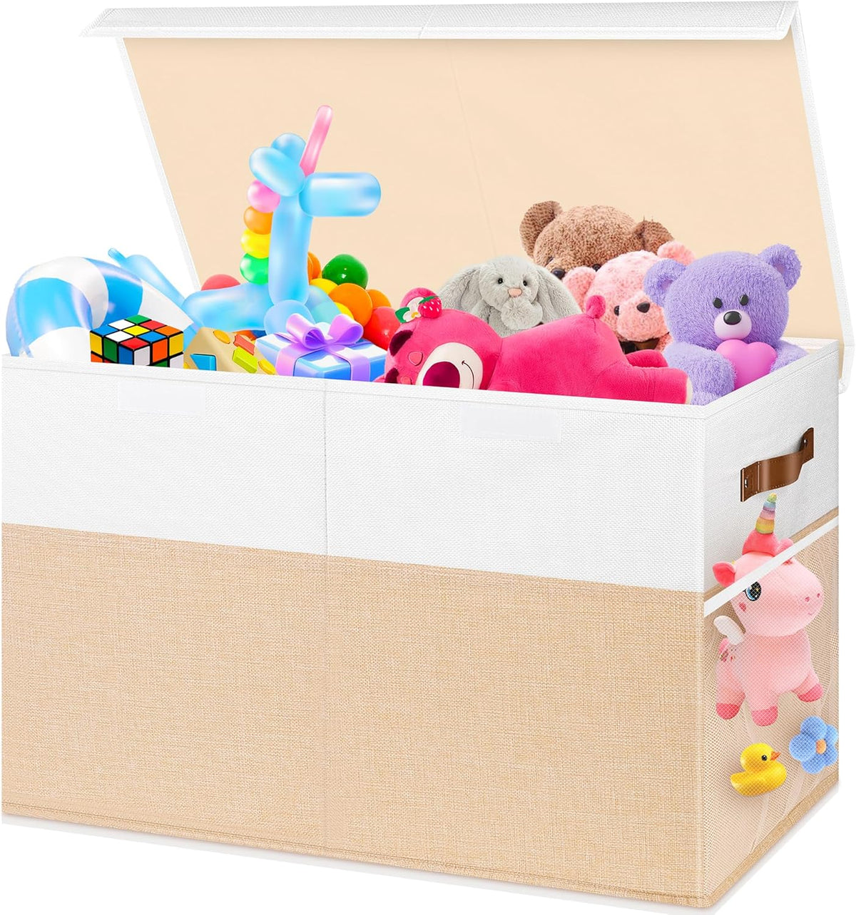 Large Toy Bins Box, Collapsible Storage Chest With Lids, 25"x13"x16"