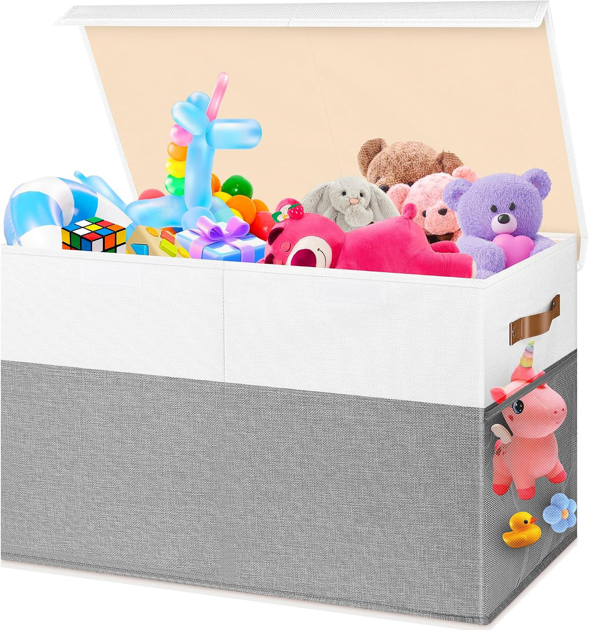 Large Toy Bins Box, Collapsible Storage Chest With Lids, 25"x13"x16"
