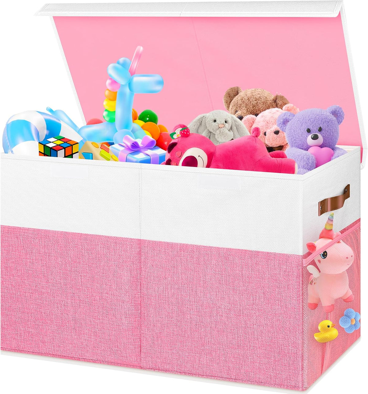 Large Toy Bins Box, Collapsible Storage Chest With Lids, 25"x13"x16"