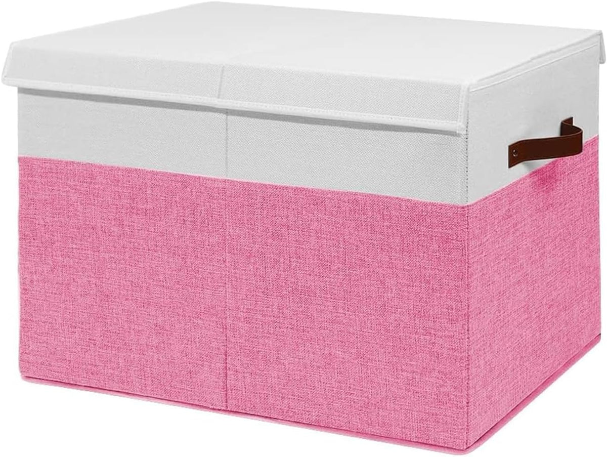 Large Toy Bins Box, Collapsible Storage Chest With Lids, 25"x13"x16"