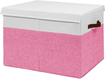Large Toy Bins Box, Collapsible Storage Chest With Lids, 25"x13"x16"