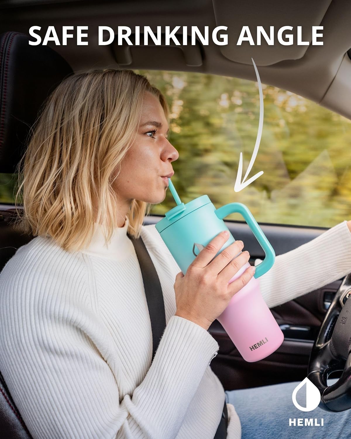 40 Oz Tumbler with Handle and Straw, Insulated Stainless Steel Tumbler with Leakproof 2-in-1 Lid, Reusable and Portable Water and Coffee Travel Mug, Vacuum Insulated