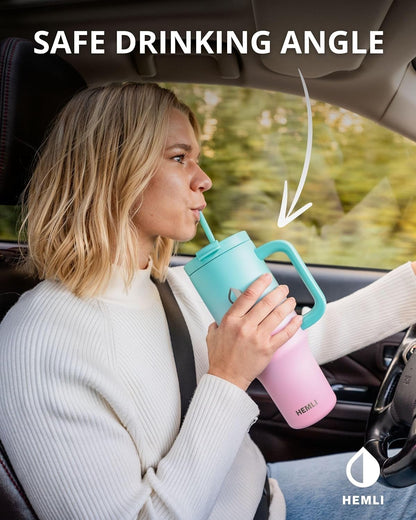 40 Oz Tumbler with Handle and Straw, Insulated Stainless Steel Tumbler with Leakproof 2-in-1 Lid, Reusable and Portable Water and Coffee Travel Mug, Vacuum Insulated