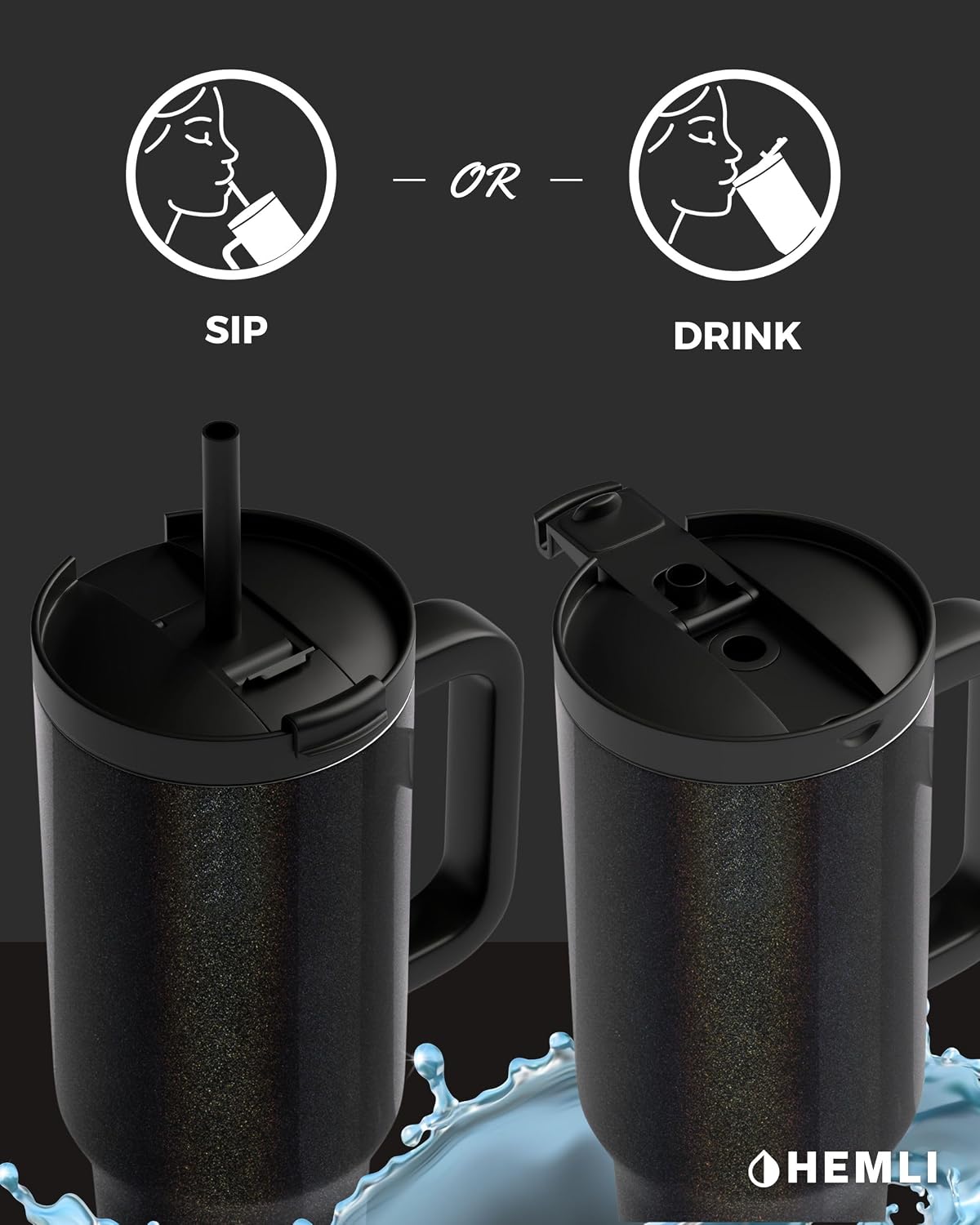 40 Oz Tumbler with Handle and Straw, Insulated Stainless Steel Tumbler with Leakproof 2-in-1 Lid, Reusable and Portable Water and Coffee Travel Mug, Vacuum Insulated