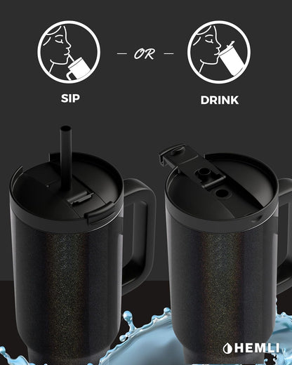 40 Oz Tumbler with Handle and Straw, Insulated Stainless Steel Tumbler with Leakproof 2-in-1 Lid, Reusable and Portable Water and Coffee Travel Mug, Vacuum Insulated
