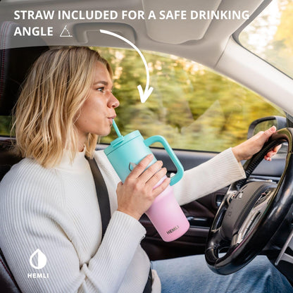 40 Oz Tumbler with Handle and Straw, Insulated Stainless Steel Tumbler with Leakproof 2-in-1 Lid, Reusable and Portable Water and Coffee Travel Mug, Vacuum Insulated