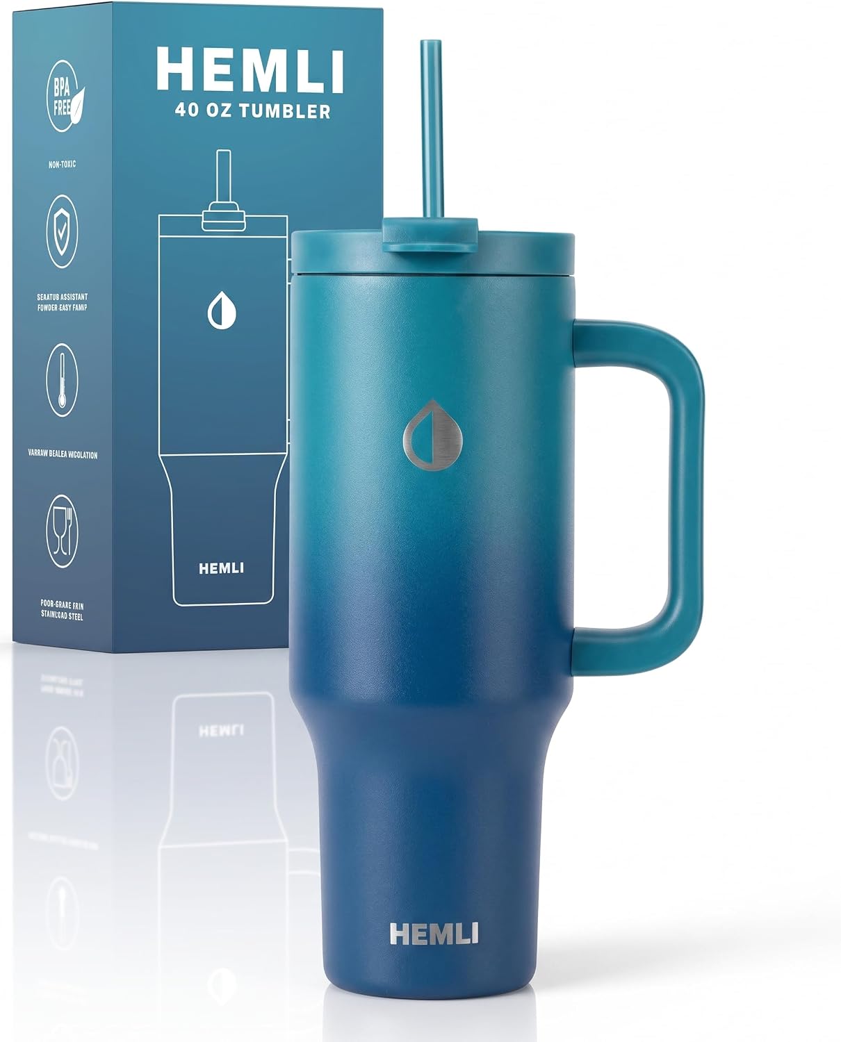 40 Oz Tumbler with Handle and Straw, Insulated Stainless Steel Tumbler with Leakproof 2-in-1 Lid, Reusable and Portable Water and Coffee Travel Mug, Vacuum Insulated