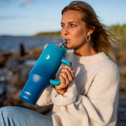 40 Oz Tumbler with Handle and Straw, Insulated Stainless Steel Tumbler with Leakproof 2-in-1 Lid, Reusable and Portable Water and Coffee Travel Mug, Vacuum Insulated