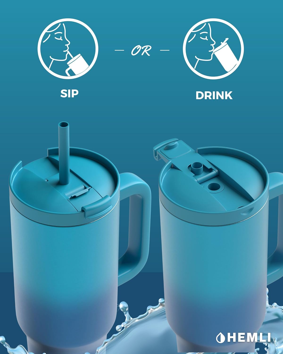 40 Oz Tumbler with Handle and Straw, Insulated Stainless Steel Tumbler with Leakproof 2-in-1 Lid, Reusable and Portable Water and Coffee Travel Mug, Vacuum Insulated