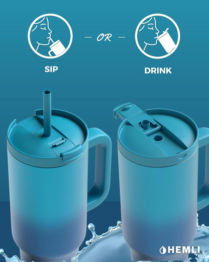 40 Oz Tumbler with Handle and Straw, Insulated Stainless Steel Tumbler with Leakproof 2-in-1 Lid, Reusable and Portable Water and Coffee Travel Mug, Vacuum Insulated