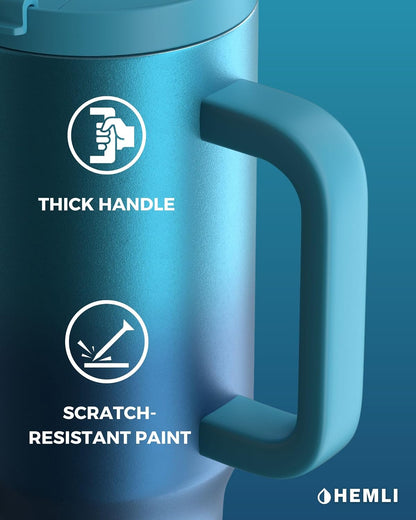 40 Oz Tumbler with Handle and Straw, Insulated Stainless Steel Tumbler with Leakproof 2-in-1 Lid, Reusable and Portable Water and Coffee Travel Mug, Vacuum Insulated