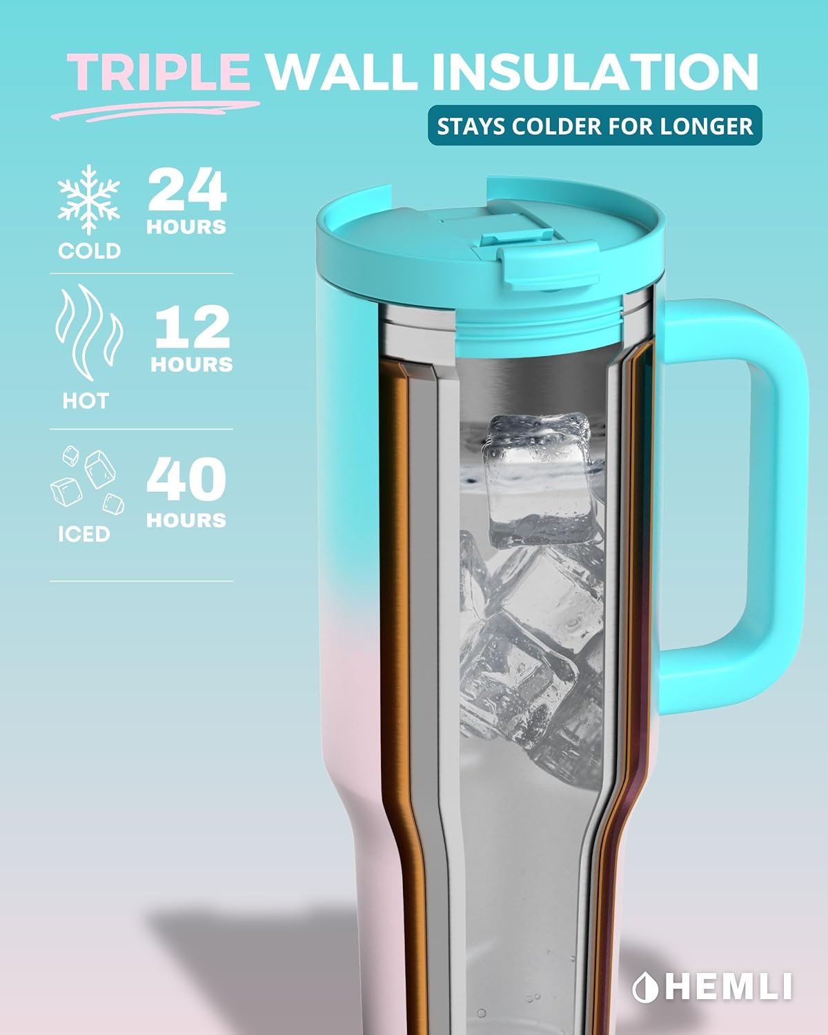 40 Oz Tumbler with Handle and Straw, Insulated Stainless Steel Tumbler with Leakproof 2-in-1 Lid, Reusable and Portable Water and Coffee Travel Mug, Vacuum Insulated