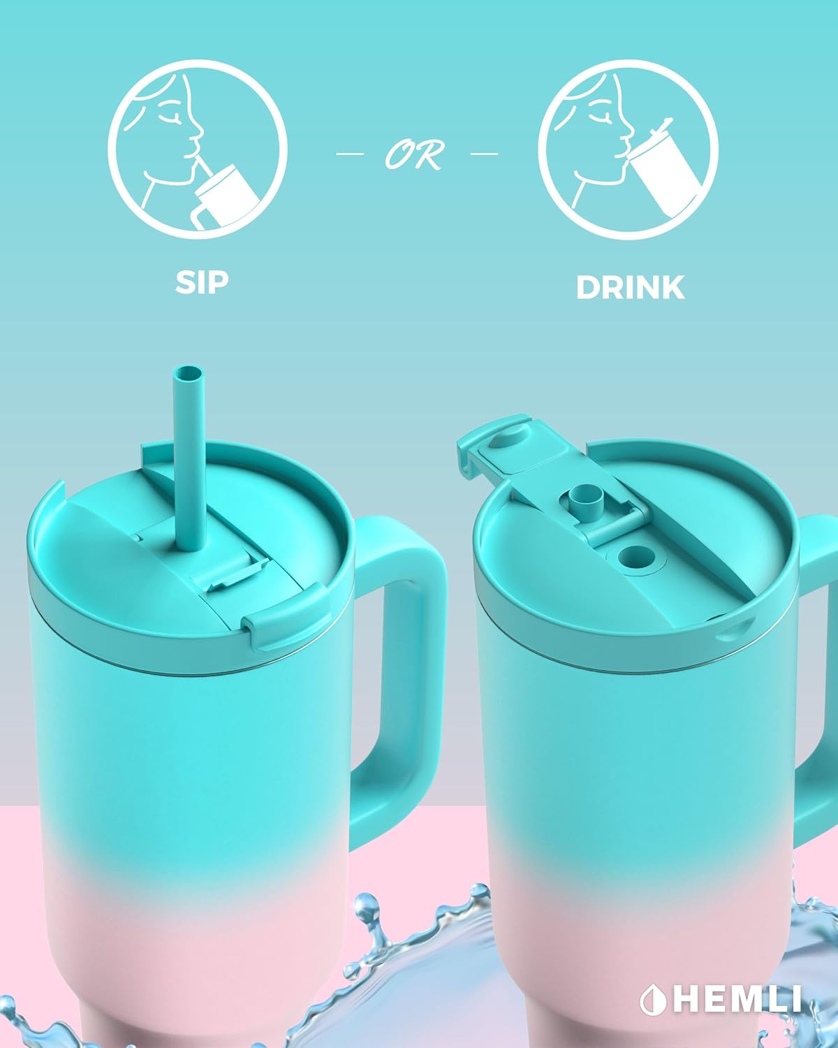 40 Oz Tumbler with Handle and Straw, Insulated Stainless Steel Tumbler with Leakproof 2-in-1 Lid, Reusable and Portable Water and Coffee Travel Mug, Vacuum Insulated