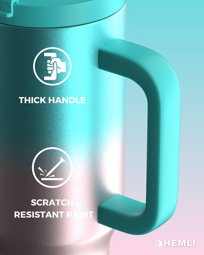 40 Oz Tumbler with Handle and Straw, Insulated Stainless Steel Tumbler with Leakproof 2-in-1 Lid, Reusable and Portable Water and Coffee Travel Mug, Vacuum Insulated