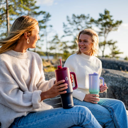 40 Oz Tumbler with Handle and Straw, Insulated Stainless Steel Tumbler with Leakproof 2-in-1 Lid, Reusable and Portable Water and Coffee Travel Mug, Vacuum Insulated